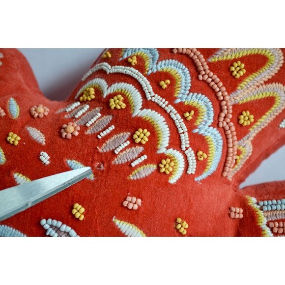 Opalhouse Jungalow Beaded Embroidered Velvet Dove Throw Pillow Orange - Picture 3 of 5